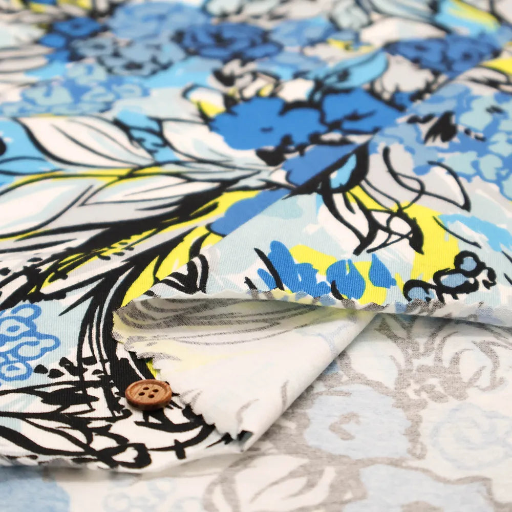 Made in Italy コットンインポートニットプリント生地 - Painted Flowers - nomura tailor