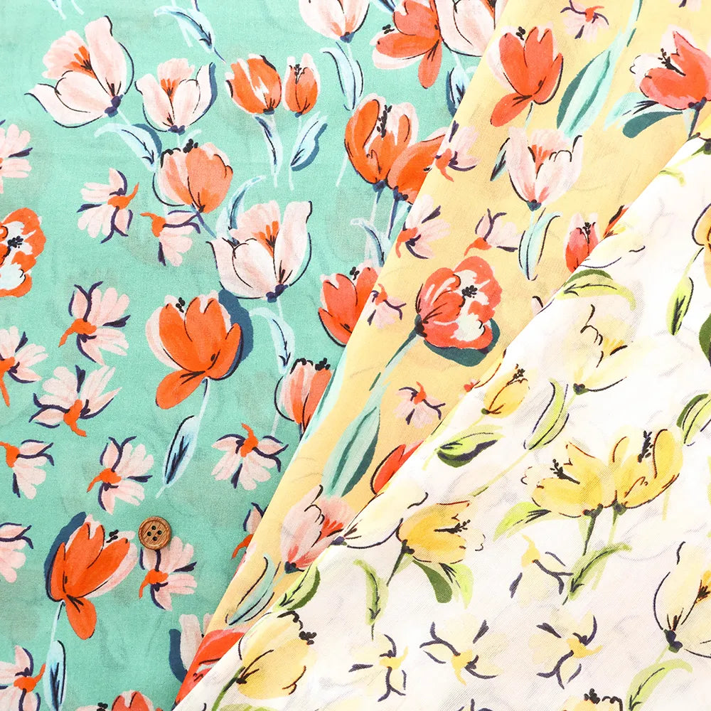 Made in France SPRINTEX コットンインポートローンプリント生地 - Watercolor Flower - nomura tailor