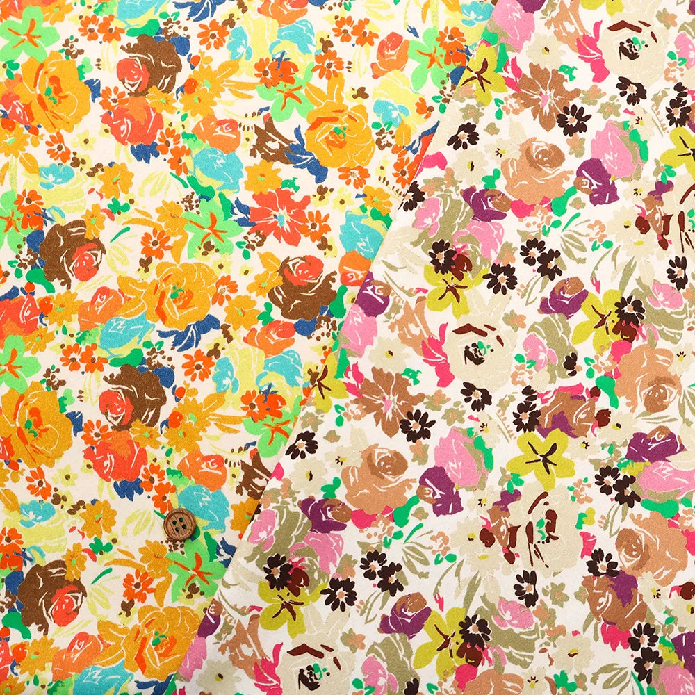 Made in Türkiye BEZTAS Cotton Imported Stretch Printed Fabric - Flowers - nomura tailor