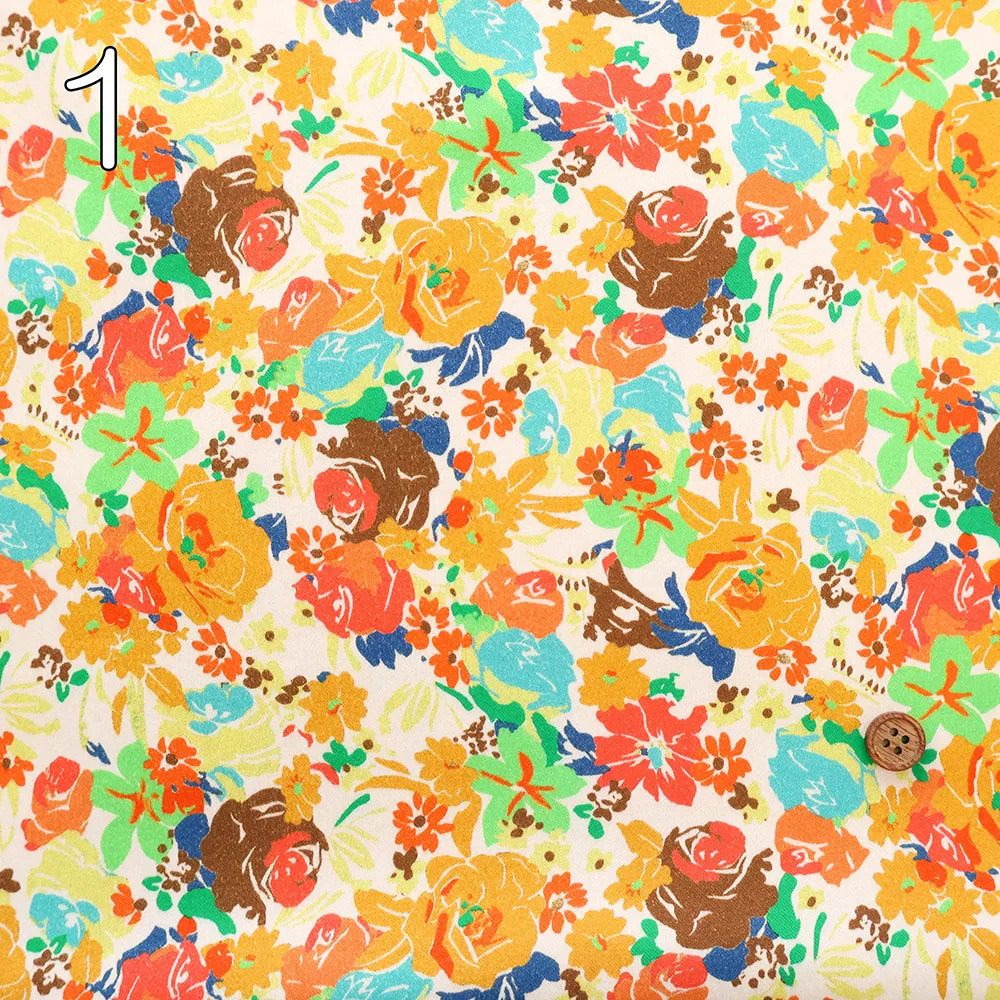 Made in Türkiye BEZTAS Cotton Imported Stretch Printed Fabric - Flowers - nomura tailor