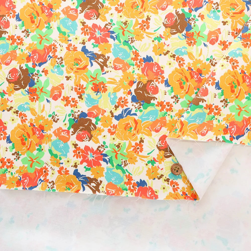 Made in Türkiye BEZTAS Cotton Imported Stretch Printed Fabric - Flowers - nomura tailor