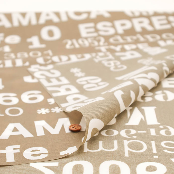 Water Repellent Nylon Oxford Printed Fabric - Cafe - nomura tailor