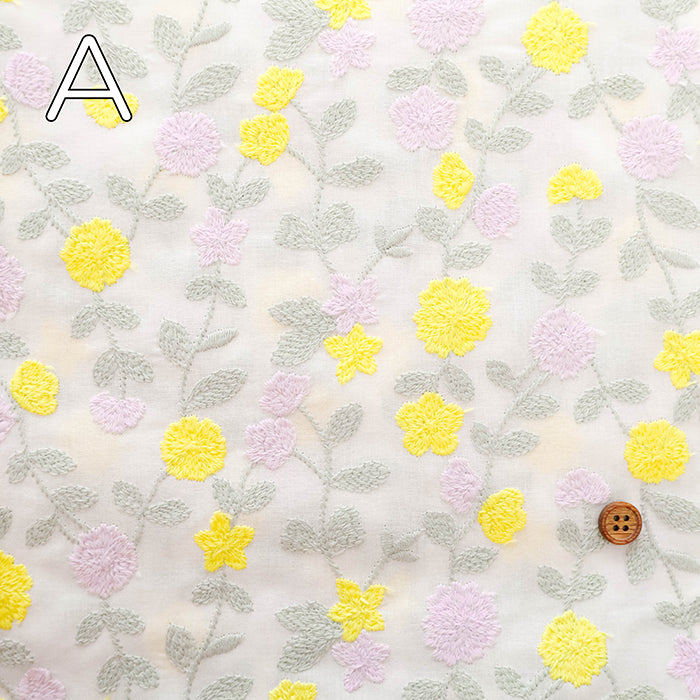 Cotton Lawn  Embroidered Fabric - Flower - nomura tailor