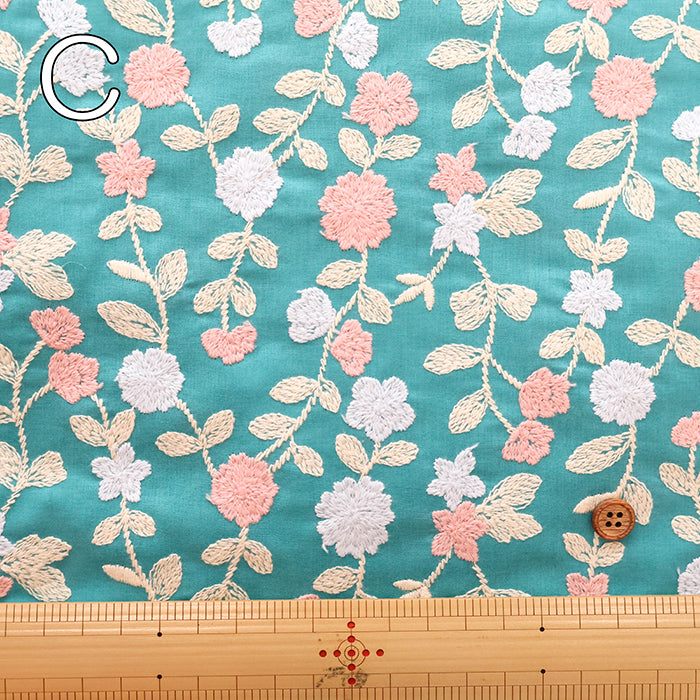 Cotton Lawn  Embroidered Fabric - Flower - nomura tailor