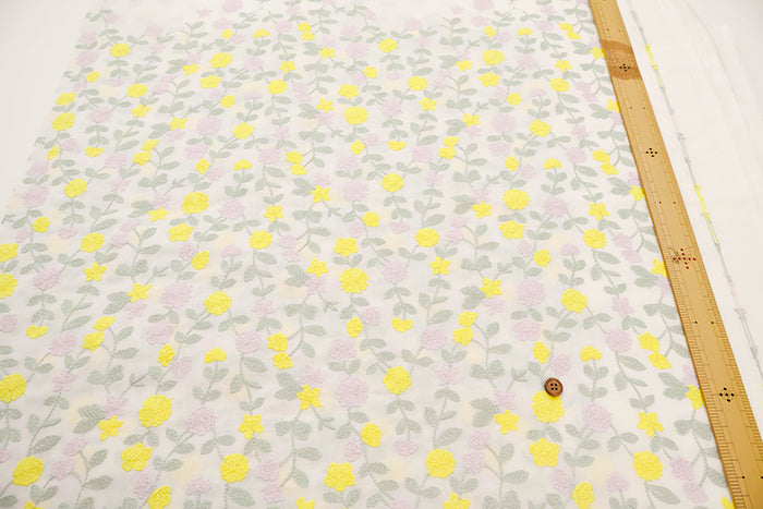 Cotton Lawn  Embroidered Fabric - Flower - nomura tailor