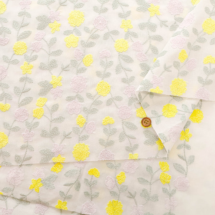 Cotton Lawn  Embroidered Fabric - Flower - nomura tailor