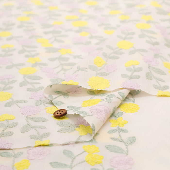 Cotton Lawn  Embroidered Fabric - Flower - nomura tailor