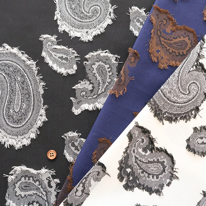 Polyester Cut Jacquard Fabric - Paisley - nomura tailor