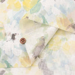 Linen sheeting print fabric Watercolor lacquer flower - nomura tailor