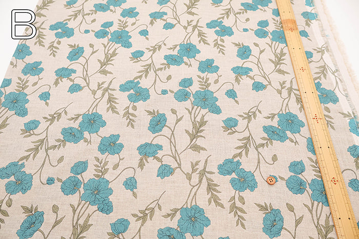 Linen Sheeting Printed Fabric - Anemone - nomura tailor