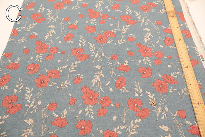 Linen Sheeting Printed Fabric - Anemone - nomura tailor