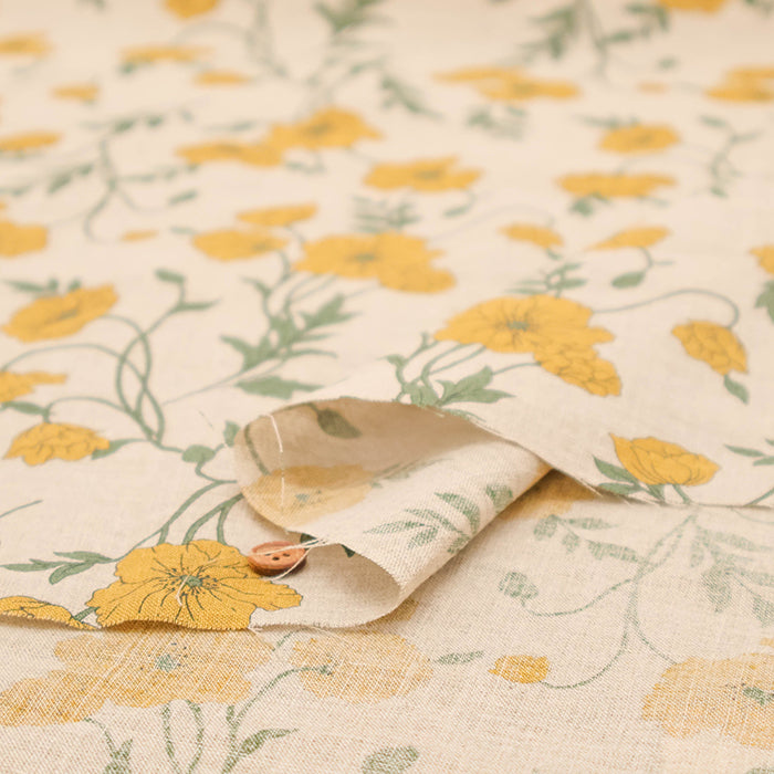 Linen Sheeting Printed Fabric - Anemone - nomura tailor