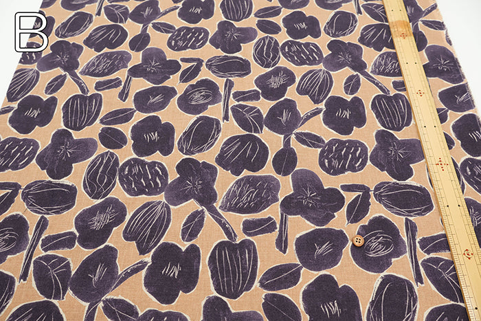 Half-Linen Muslin printed Fabric - Flower - nomura tailor