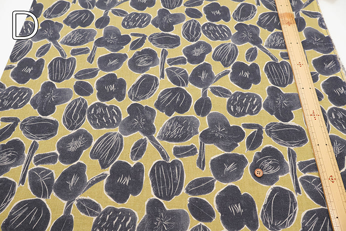 Half-Linen Muslin printed Fabric - Flower - nomura tailor