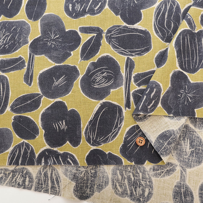 Half-Linen Muslin printed Fabric - Flower - nomura tailor
