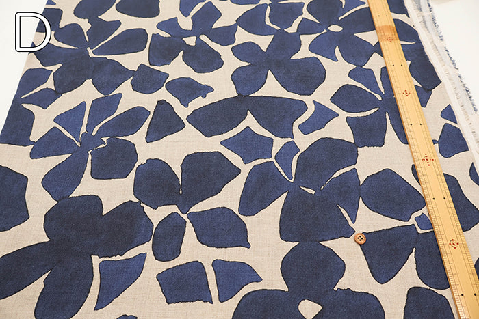 Linen Muslin printed Fabric - Flower Motif - nomura tailor