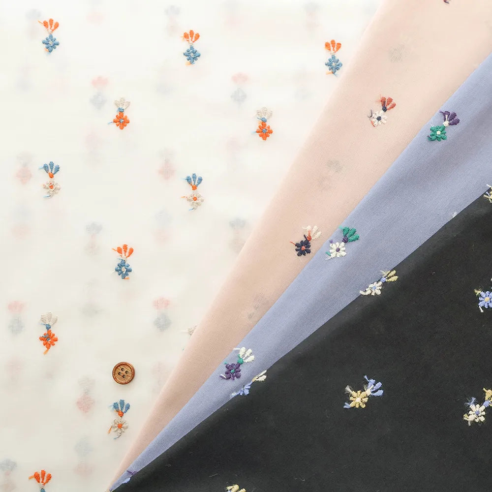 Cotton 60 Lawn Three-Color Lace Fabric - Flowers - nomura tailor
