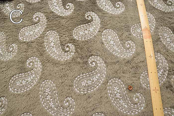 Polyester Boa fleece embroidery fabric Paisley - nomura tailor