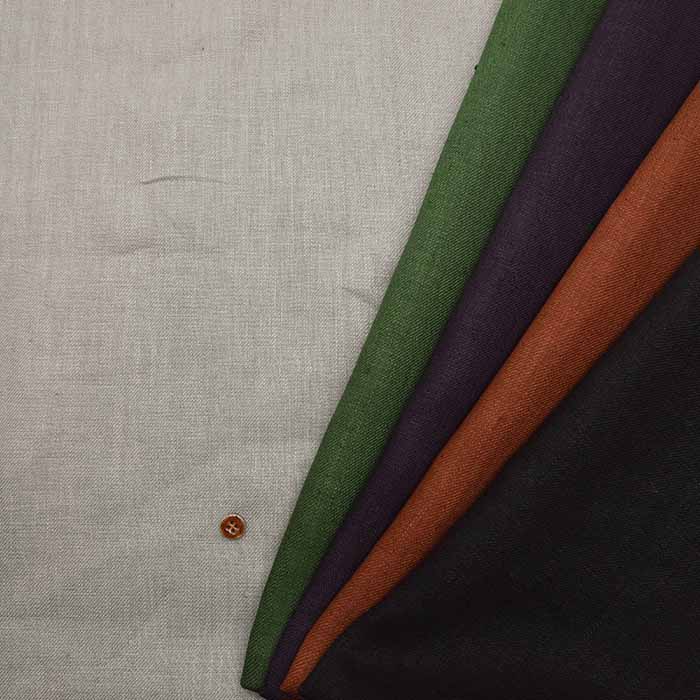 Olive oil processed 25/1 soft linen twill fabric, solid color - nomura tailor