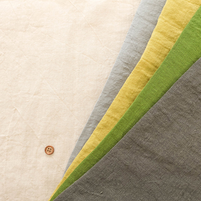 Kamataki Olive Soft Finish 60 Linen Fabric - Plain - nomura tailor