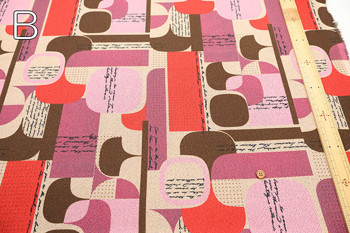 Polyester Crepe Kint Printed Fabric - Geometric Pattern - nomura tailor