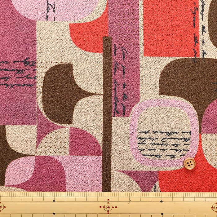 Polyester Crepe Kint Printed Fabric - Geometric Pattern - nomura tailor