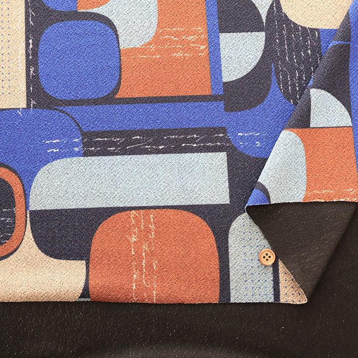 Polyester Crepe Kint Printed Fabric - Geometric Pattern - nomura tailor