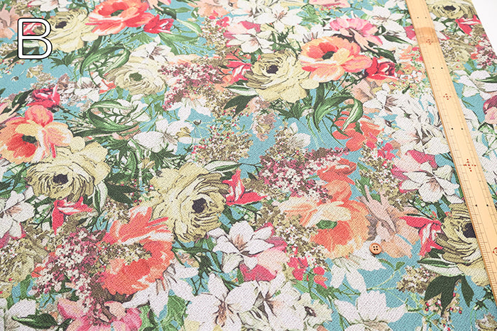 Polyester Crepe Kint Printed Fabric - Elegant Flower - nomura tailor