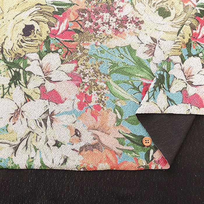 Polyester Crepe Kint Printed Fabric - Elegant Flower - nomura tailor