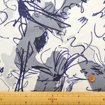 Mercerized Cotton Jersey Knit Printed Fabric - Line Flower - nomura tailor