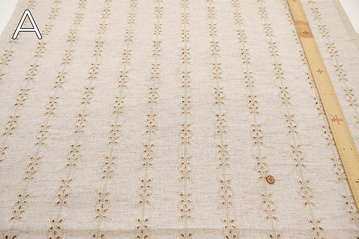 Polyester Chambray Twill Lace Fabric - Stripe Flower - nomura tailor