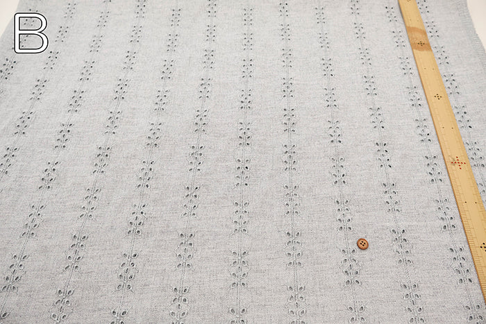 Polyester Chambray Twill Lace Fabric - Stripe Flower - nomura tailor