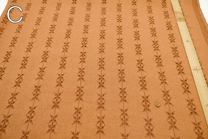 Polyester Chambray Twill Lace Fabric - Stripe Flower - nomura tailor