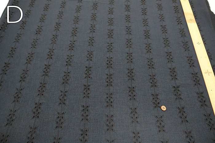 Polyester Chambray Twill Lace Fabric - Stripe Flower - nomura tailor