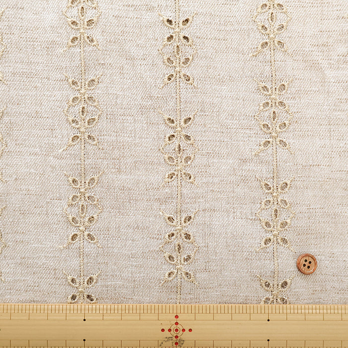 Polyester Chambray Twill Lace Fabric - Stripe Flower - nomura tailor