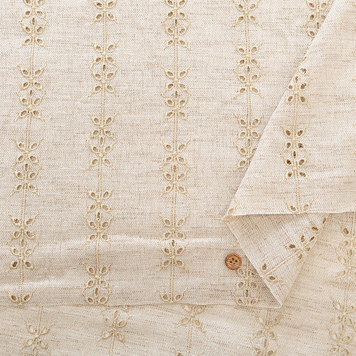 Polyester Chambray Twill Lace Fabric - Stripe Flower - nomura tailor