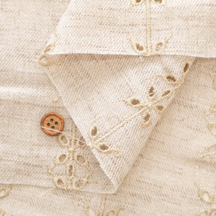 Polyester Chambray Twill Lace Fabric - Stripe Flower - nomura tailor