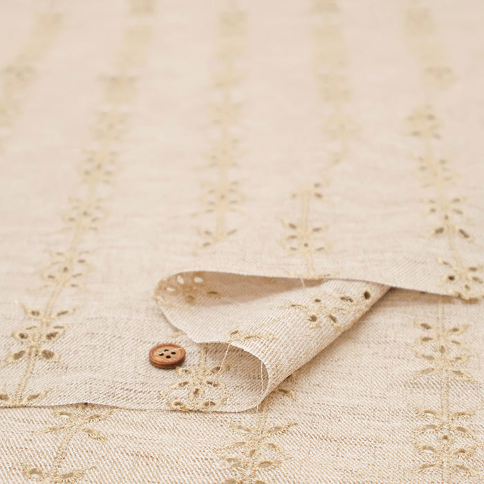 Polyester Chambray Twill Lace Fabric - Stripe Flower - nomura tailor