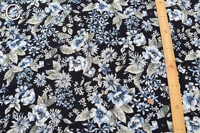 Silket UV-cut processed Cotton 40 high-twisted milling knit printed fabric Flower - nomura tailor