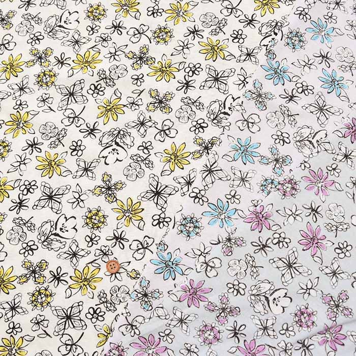 Silket UV-cut cotton 80/2 milled knit printed fabric Flower - nomura tailor