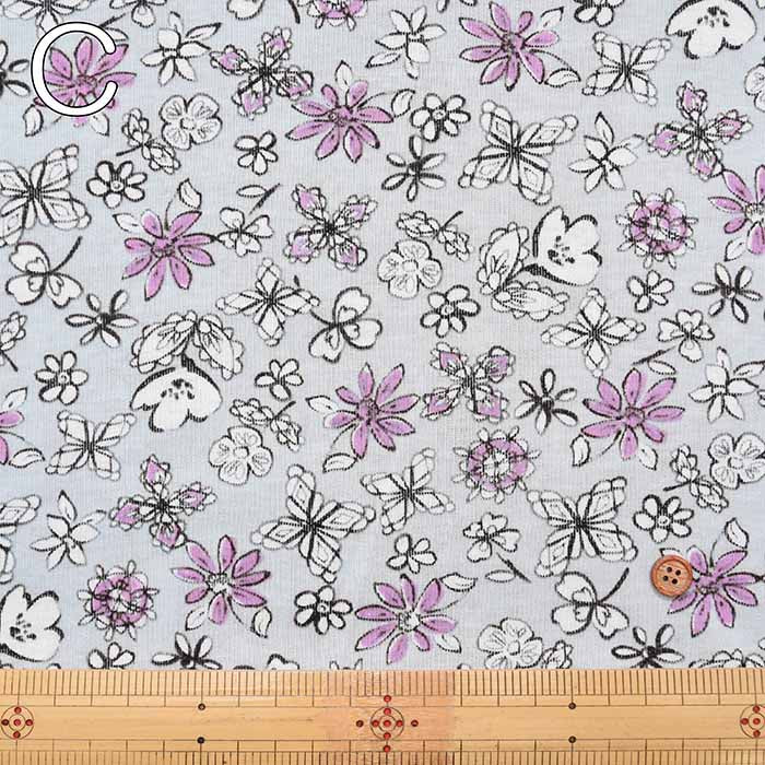 Silket UV-cut cotton 80/2 milled knit printed fabric Flower - nomura tailor