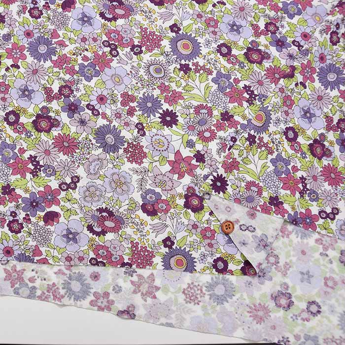 UV-cut 80/2 Cotton Frayed Knit Printed Fabric Flower - nomura tailor