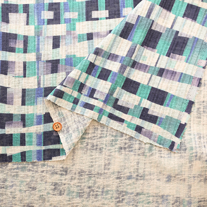 Linen Look Rib Knit Print Fabric - Mosaic - nomura tailor
