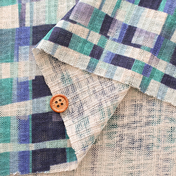 Linen Look Rib Knit Print Fabric - Mosaic - nomura tailor