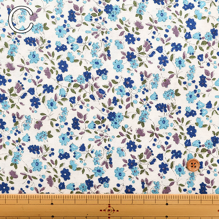 Silket UV-treated Cotton High-twist Ribbed Knit Print Fabric - Small Floral - nomura tailor