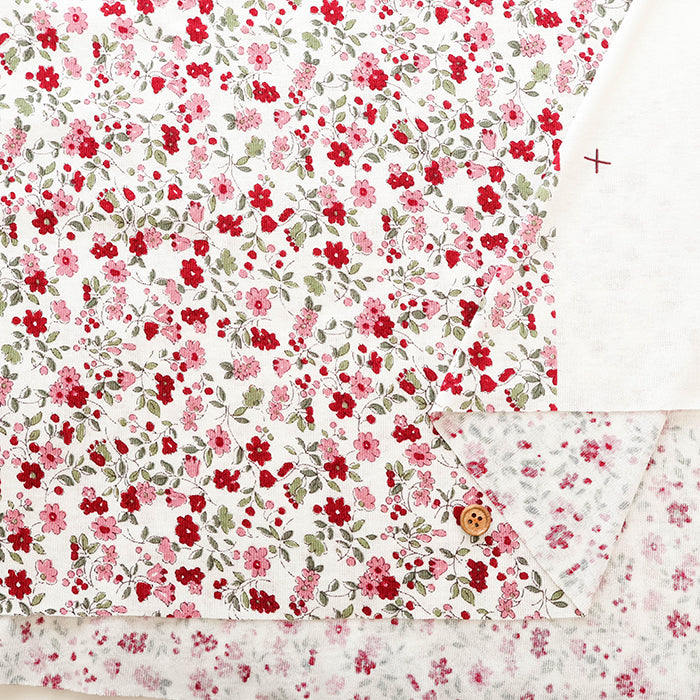 Silket UV-treated Cotton High-twist Ribbed Knit Print Fabric - Small Floral - nomura tailor