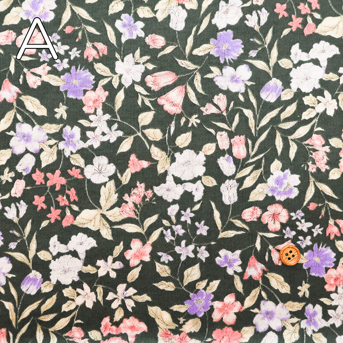UV-treated, Mercerized Cotton 80/2 Combed Rib Knit Printed Fabric - Flower - nomura tailor