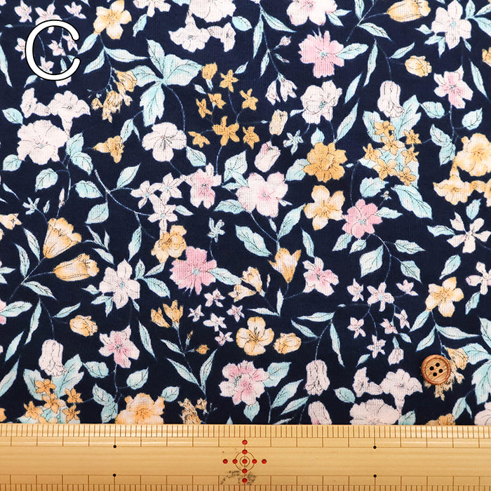 UV-treated, Mercerized Cotton 80/2 Combed Rib Knit Printed Fabric - Flower - nomura tailor