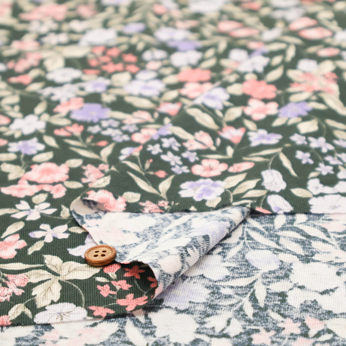 UV-treated, Mercerized Cotton 80/2 Combed Rib Knit Printed Fabric - Flower - nomura tailor