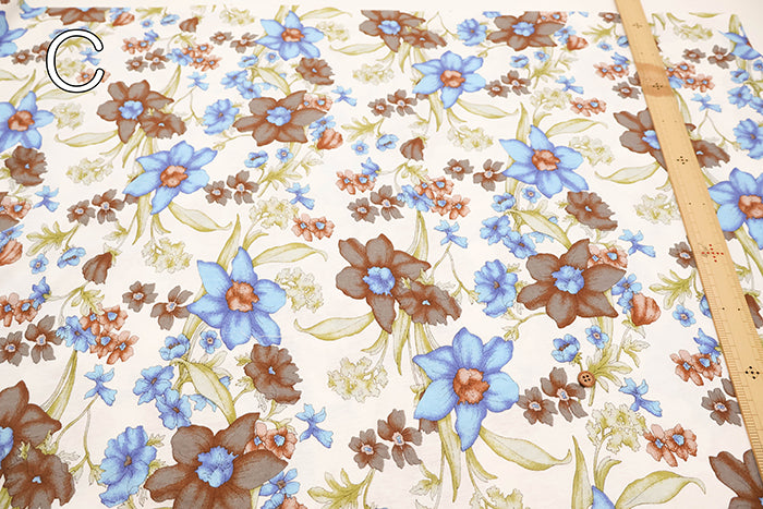 UV-treated, Mercerized Cotton 80/2 Combed Rib Knit Printed Fabric - Flower - nomura tailor